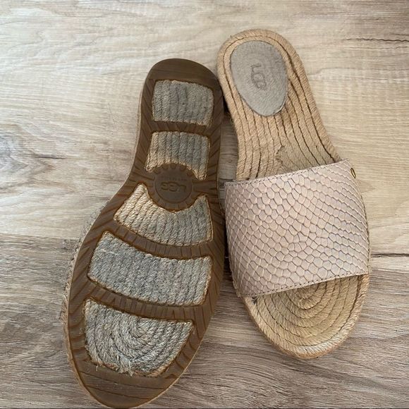 UGG Womens Leather Espadrille Slide Sandals 7 - Picture 5 of 7
